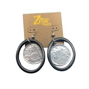 Zevar by Treska Hammered Circle Dangle Drop Earrings Boho Bohemian Hippie